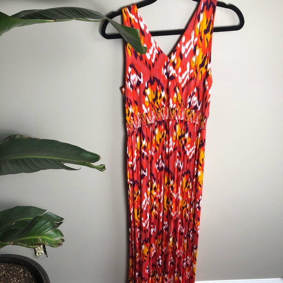 chinese dress ladies White Linen Open Back Banded Waist Maxi Dress with White, Pink, Yellow &  Orange Woven Rainbow Stripe Embroidered RicRac Trim main image 0